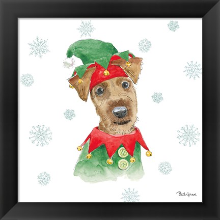 Framed Holiday Paws VII Print