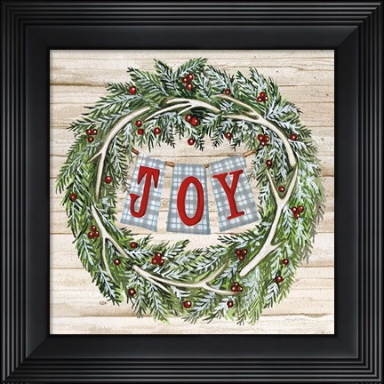 Framed Holiday Saying I on Wood Plaid Print