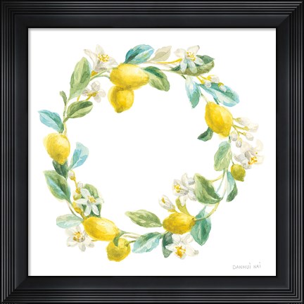 Framed Floursack Lemon V on White Print