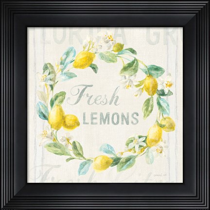 Framed Floursack Lemon V Print