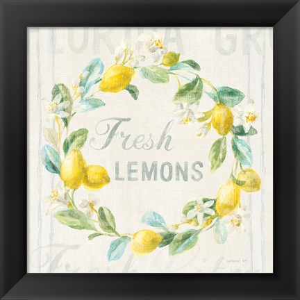 Framed Floursack Lemon V Print