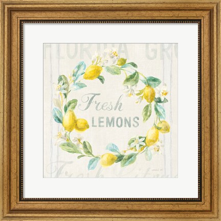 Framed Floursack Lemon V Print