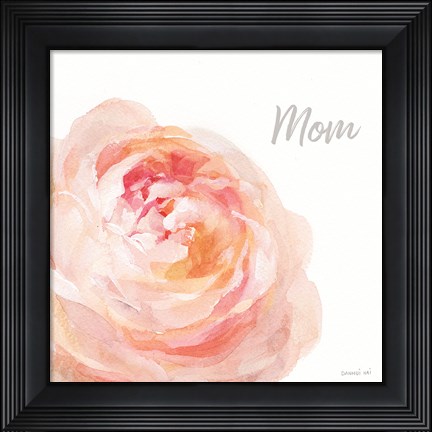 Framed Garden Rose on White Crop II Mom Print