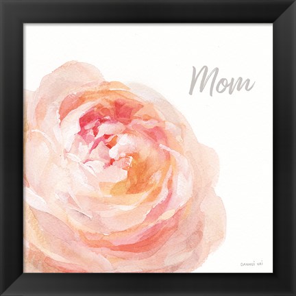 Framed Garden Rose on White Crop II Mom Print