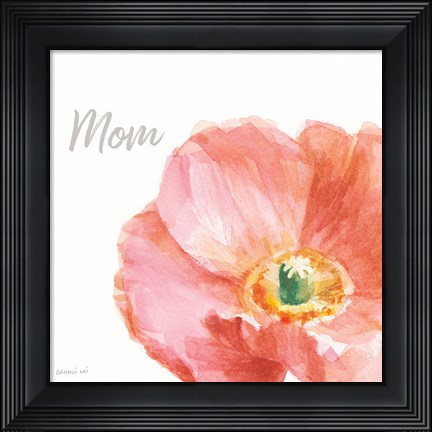 Framed Garden Poppy Flipped on White Crop II Mom Print