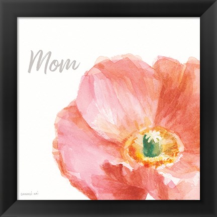 Framed Garden Poppy Flipped on White Crop II Mom Print