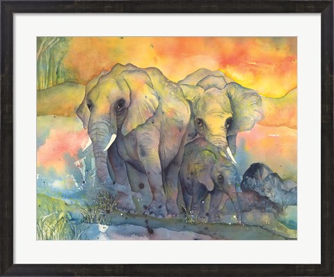 Framed Elephants Crop Print
