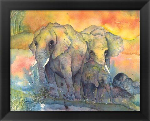 Framed Elephants Crop Print