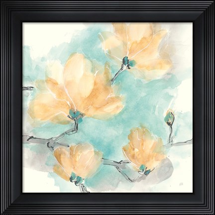 Framed Teal Buds IV Print