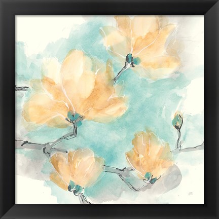 Framed Teal Buds IV Print