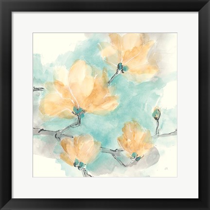 Framed Teal Buds IV Print