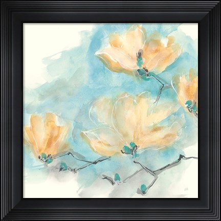 Framed Teal Buds III Print