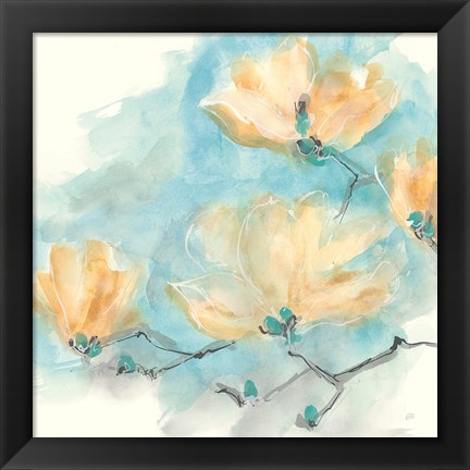 Framed Teal Buds III Print