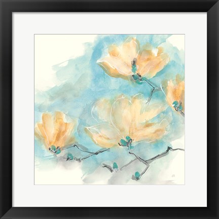 Framed Teal Buds III Print