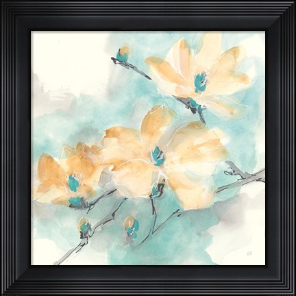 Framed Teal Buds II Print