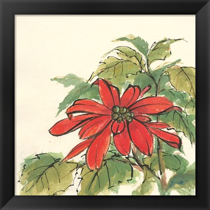 Framed Poinsettia I Print