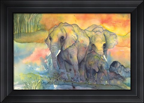 Framed Elephants Print