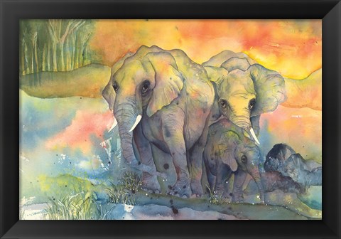 Framed Elephants Print