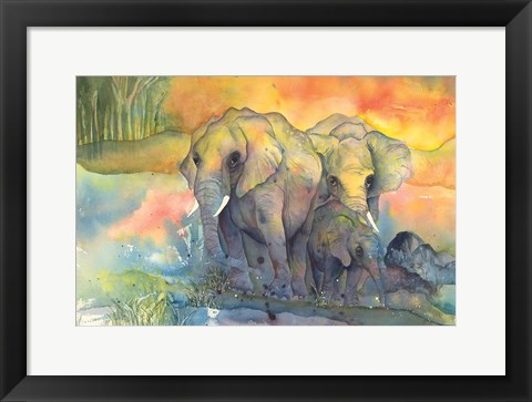 Framed Elephants Print