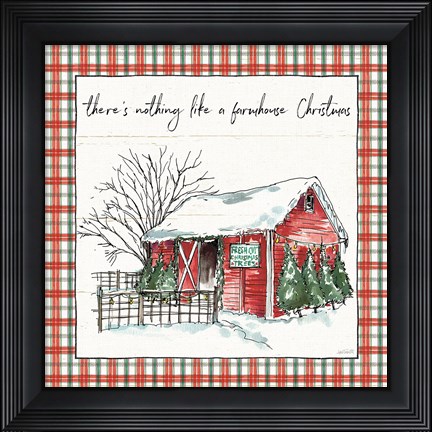 Framed Holiday on the Farm IV Plaid Print