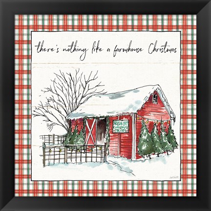 Framed Holiday on the Farm IV Plaid Print