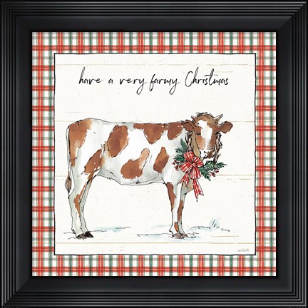 Framed Holiday on the Farm III Plaid Print