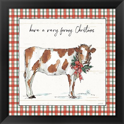 Framed Holiday on the Farm III Plaid Print