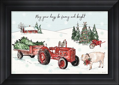 Framed Holiday on the Farm I Farmy and Bright Print