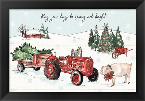 Framed Holiday on the Farm I Farmy and Bright Print