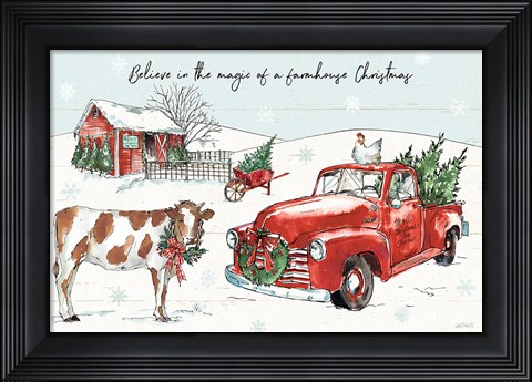 Framed Holiday on the Farm II Believe Print