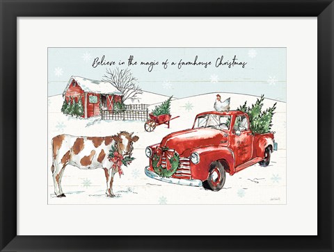 Framed Holiday on the Farm II Believe Print