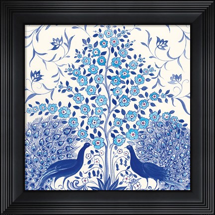 Framed Peacock Garden VIII Print