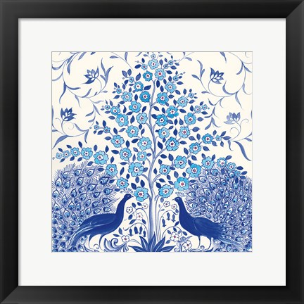 Framed Peacock Garden VIII Print