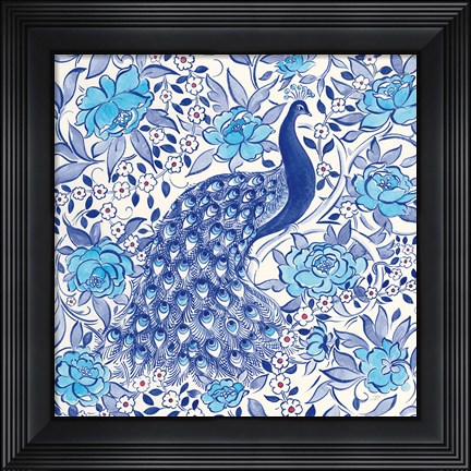Framed Peacock Garden III Print
