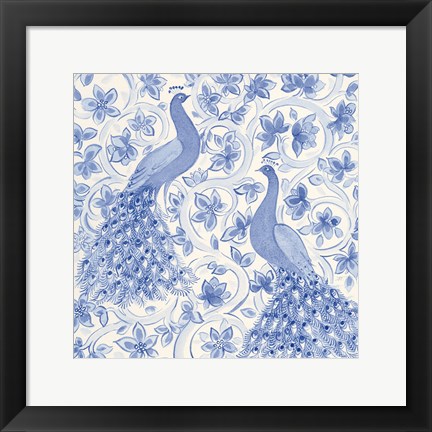 Framed Peacock Garden II Print