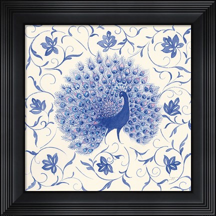 Framed Peacock Garden I Print