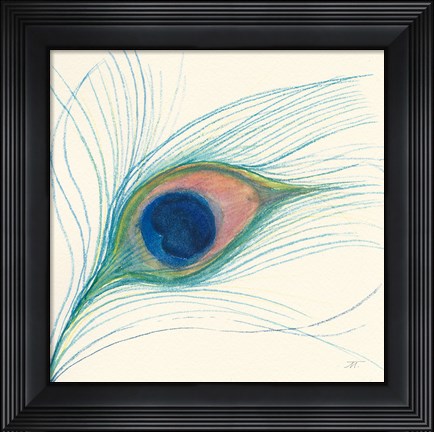 Framed Peacock Feather I Print