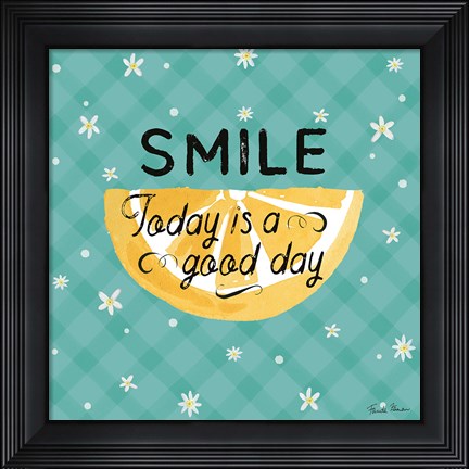 Framed Mellow Yellow IV Turquoise Print