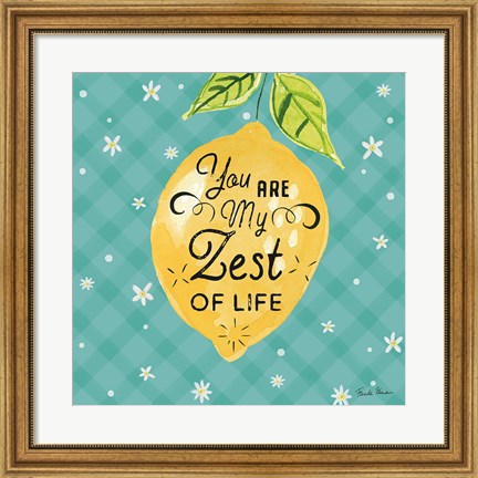 Framed Mellow Yellow III Turquoise Print