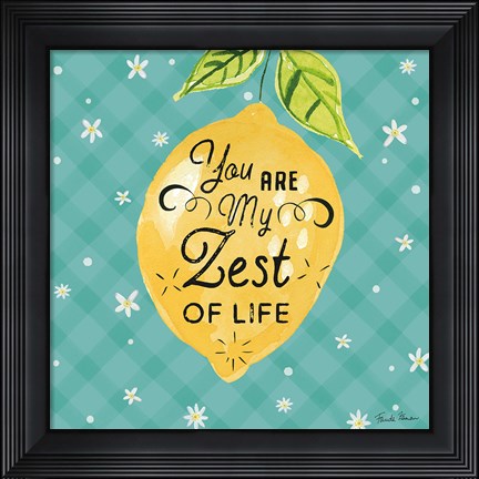 Framed Mellow Yellow III Turquoise Print