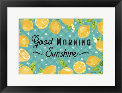 Framed Mellow Yellow I Turquoise Print