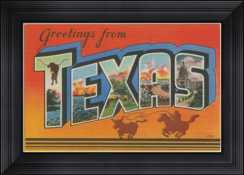 Framed Greetings from Texas v2 Print