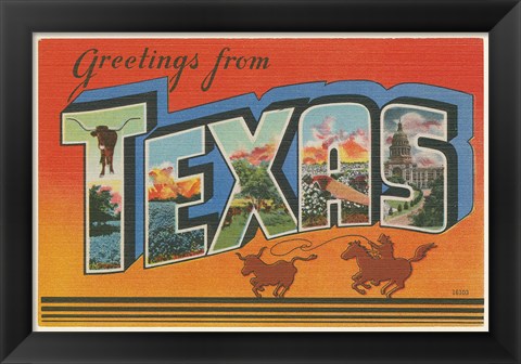 Framed Greetings from Texas v2 Print