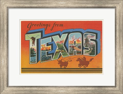 Framed Greetings from Texas v2 Print