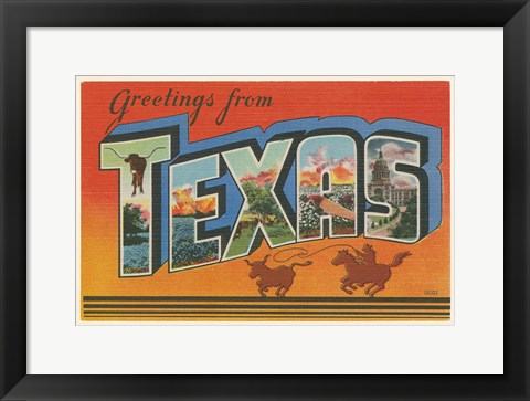 Framed Greetings from Texas v2 Print