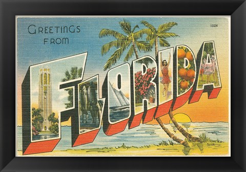 Framed Greetings from Florida v2 Print