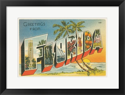 Framed Greetings from Florida v2 Print