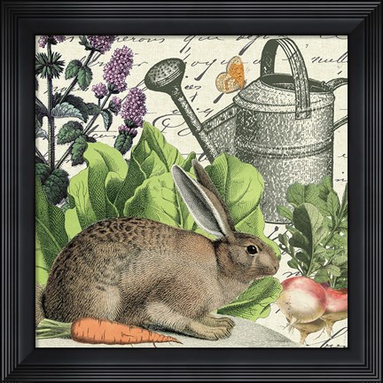 Framed Garden Rabbit I Print