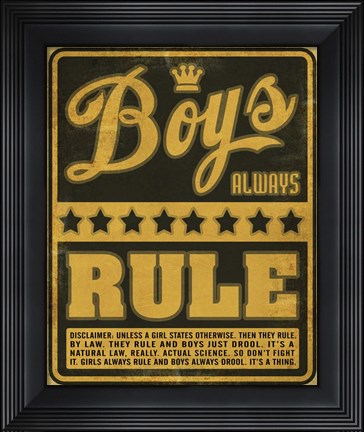 Framed Boys Rule2 Print