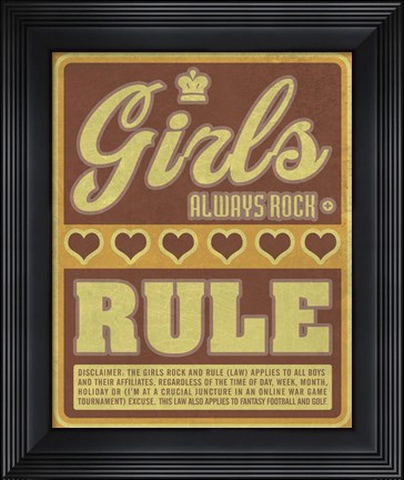 Framed Girls Always Rock and Rule Print